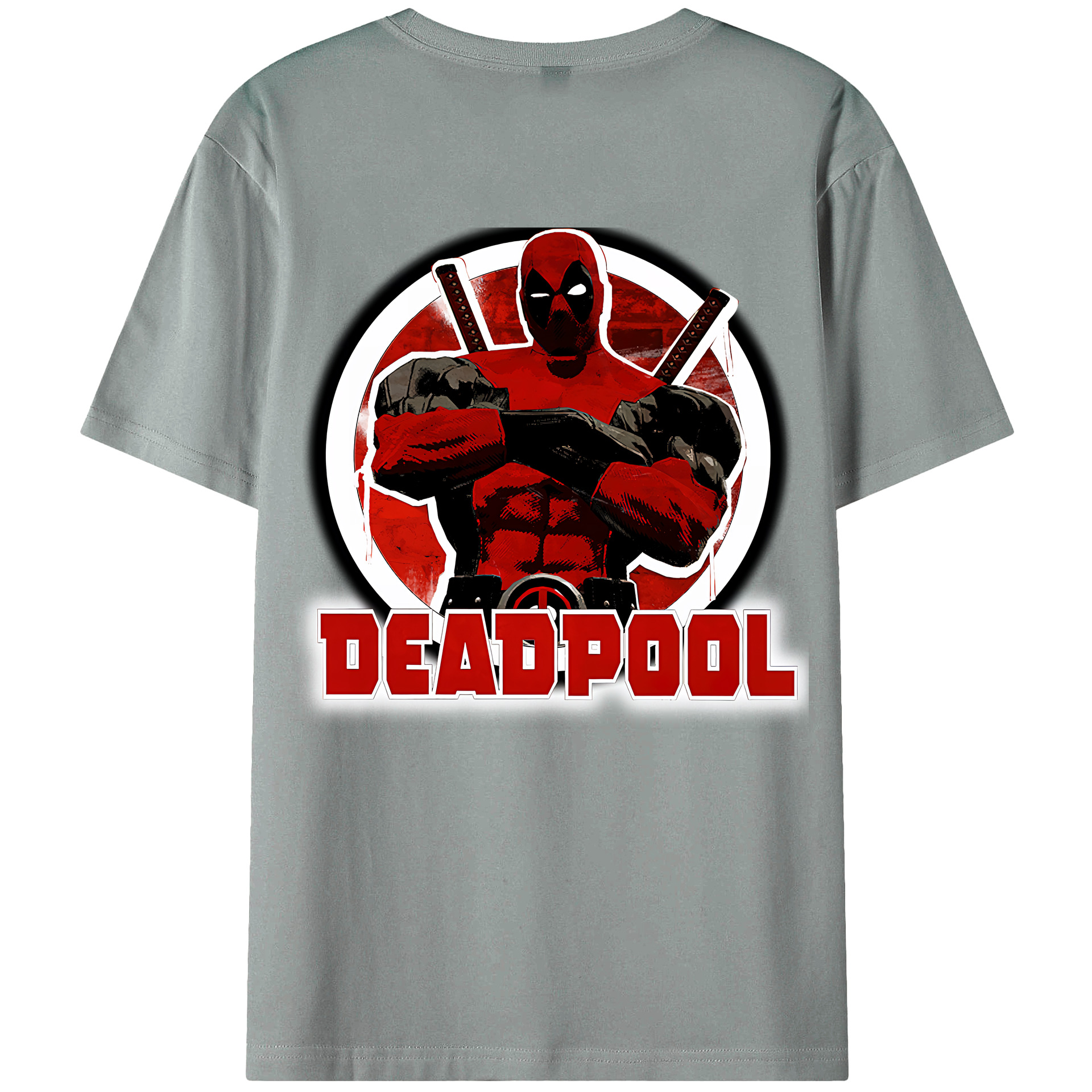 （画像用） Deadpool デッドプール 綿100％ メンズ半袖Tシャツ（バックプリント） 通気性
